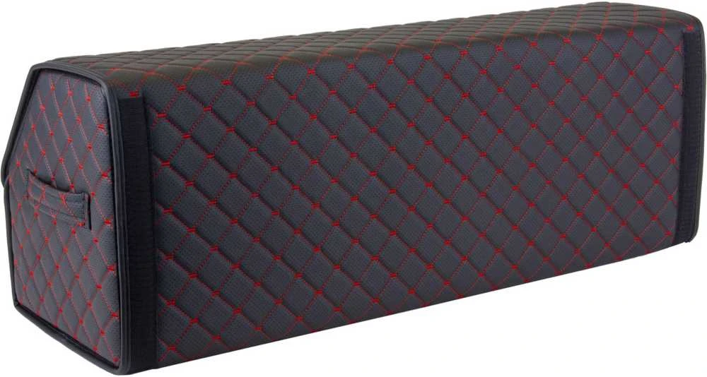 Bagažinės daiktadėžė EVAtech ECO XL 30x30x80 cm - juoda / juodi kraštai / raudonos siūlės / juodas vidus
