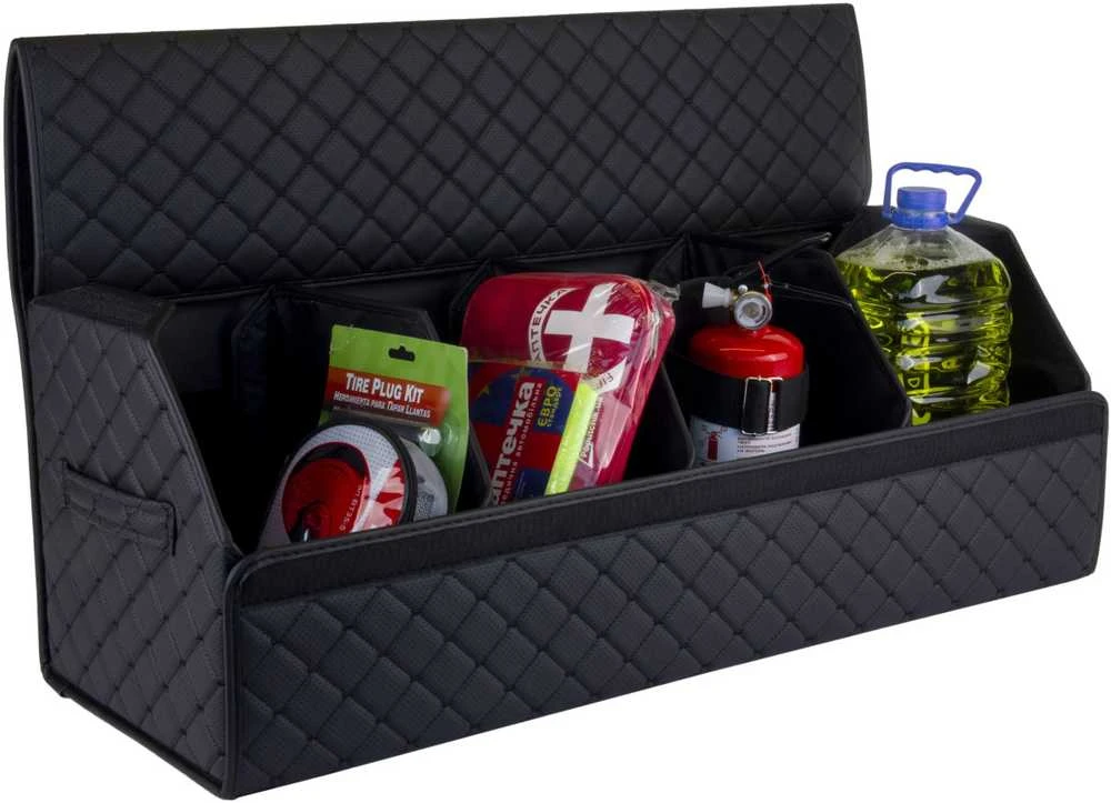 Bagažinės daiktadėžė EVAtech ECO XL 30x30x80 cm - juoda / juodi kraštai / juodos siūlės / juodas vidus