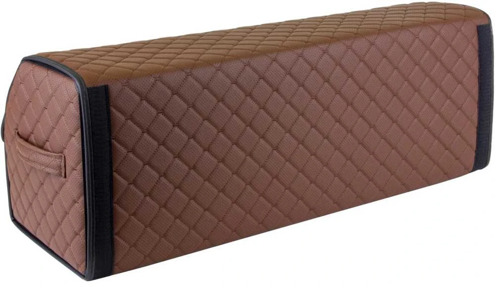 Bagažinės daiktadėžė EVAtech ECO XL 30x30x80 cm - ruda / juodi kraštai / rudos siūlės / raudonas vidus