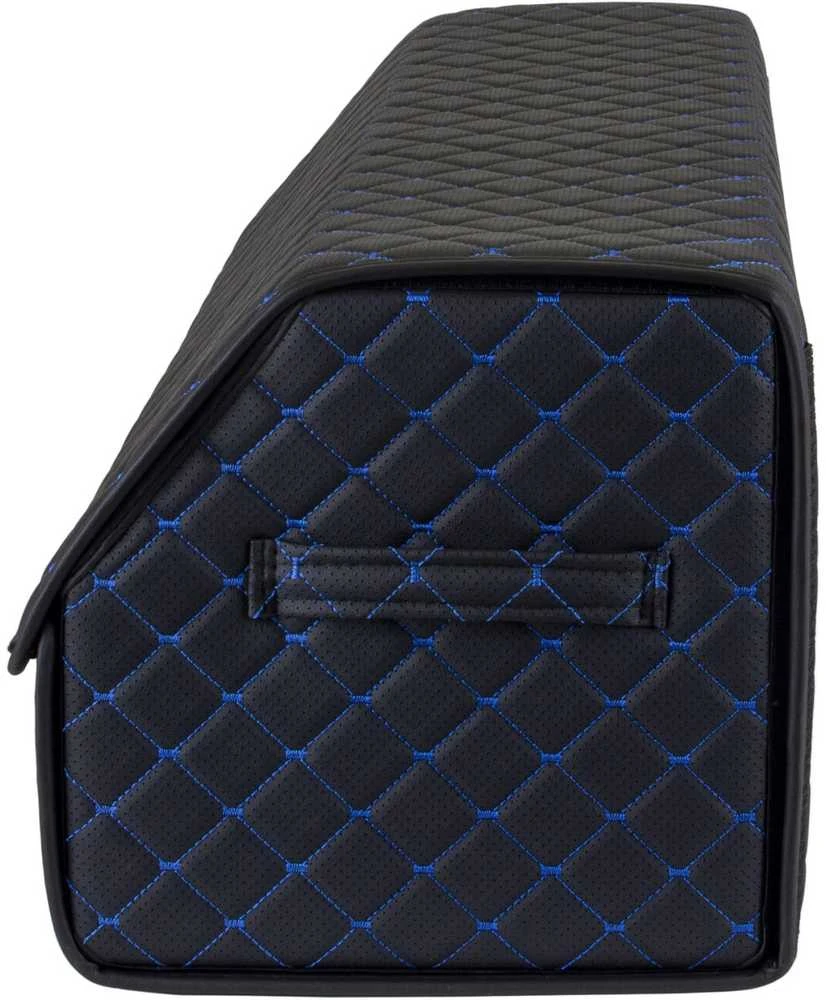 Bagažinės daiktadėžė EVAtech ECO XL 30x30x80 cm - juoda / juodi kraštai / mėlynos siūlės / juodas vidus