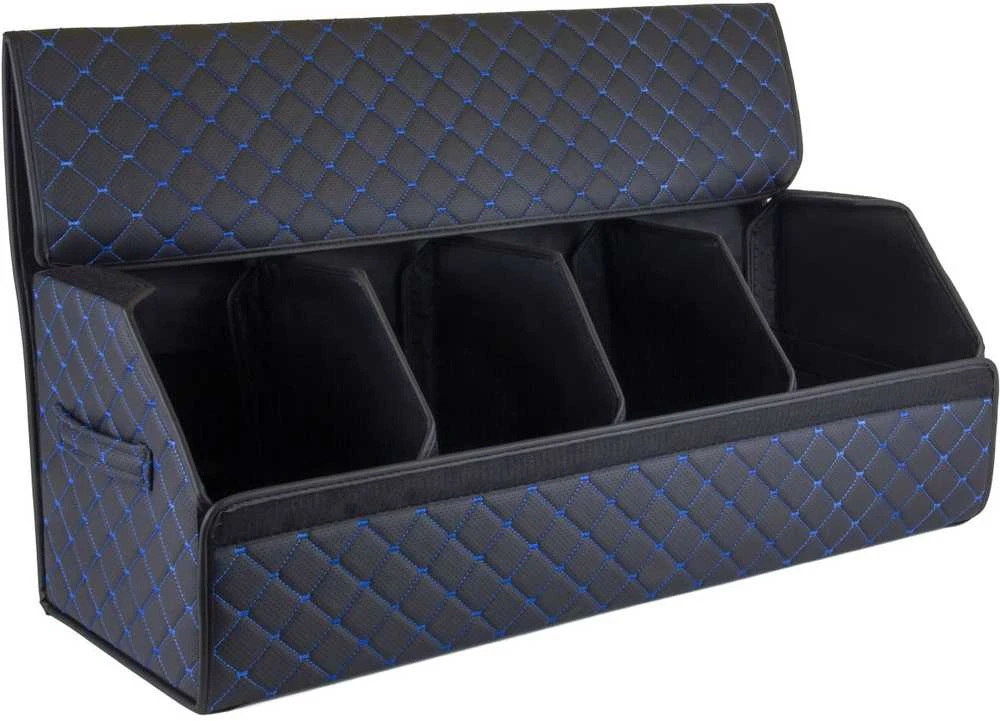 Bagažinės daiktadėžė EVAtech ECO XL 30x30x80 cm - juoda / juodi kraštai / mėlynos siūlės / juodas vidus