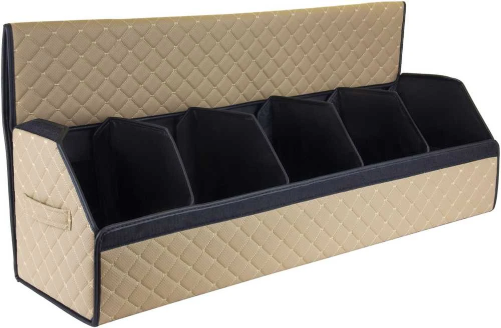Bagažinės daiktadėžė EVAtech ECO XXL 30x30x100 cm - smėlio / juodi kraštai / smėlio siūlės / juodas vidus