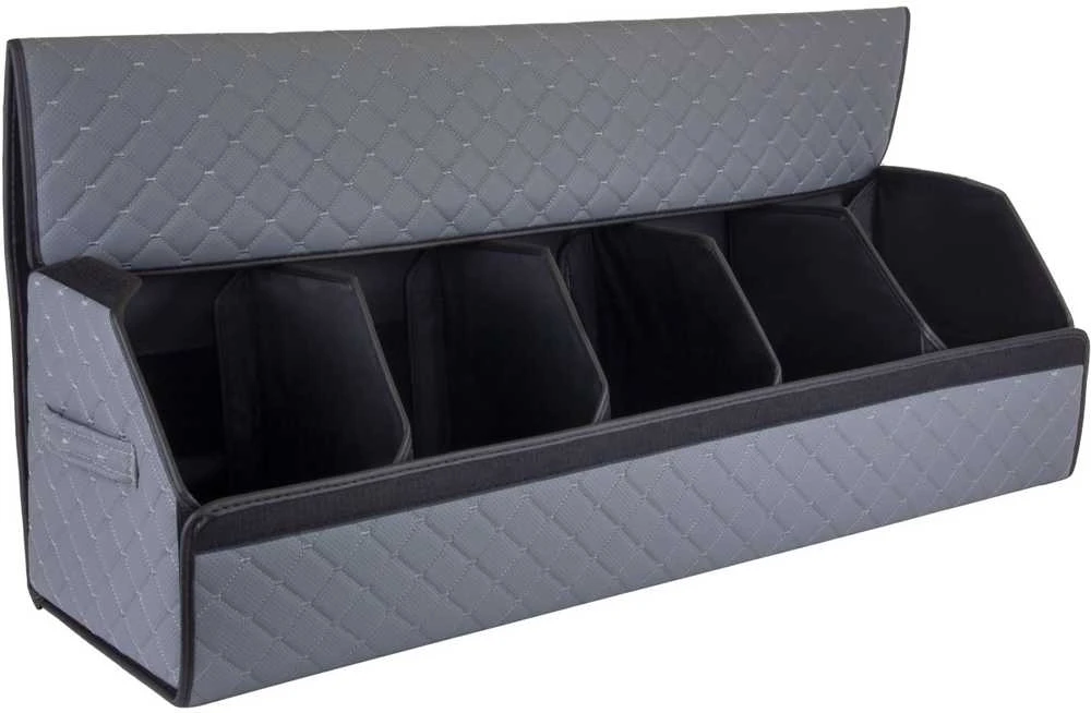 Bagažinės daiktadėžė EVAtech ECO XXL 30x30x100 cm - pilka / juodi kraštai / pilkos siūlės / juodas vidus