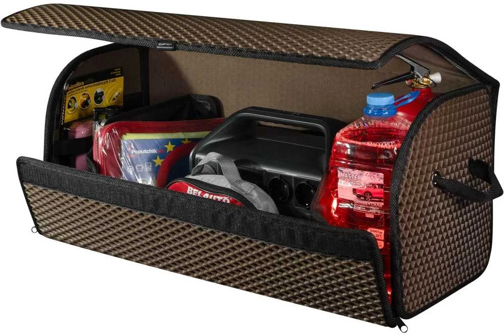 Bagažinės daiktadėžė EVAtech PRO L 32x75x30 cm - ruda / juodi kraštai