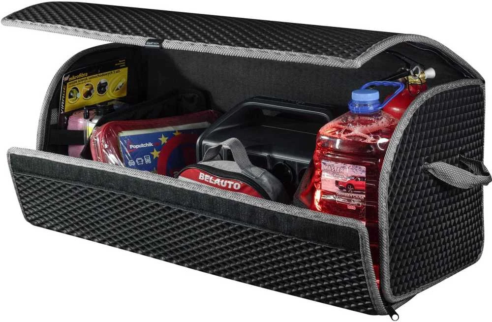 Bagažinės daiktadėžė EVAtech PRO L 32x75x30 cm - juoda / pilki kraštai