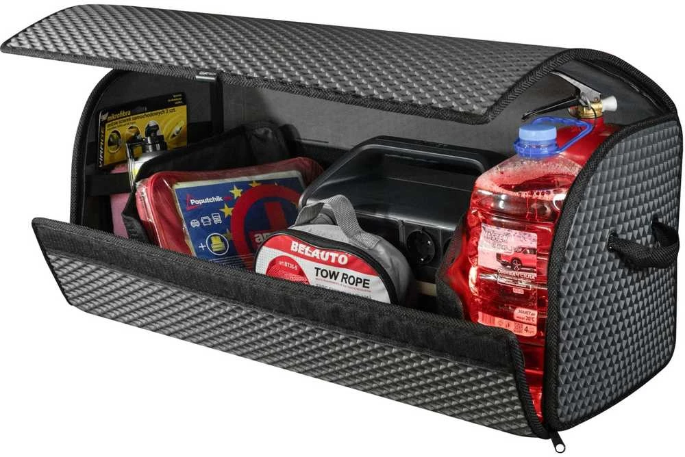 Bagažinės daiktadėžė EVAtech PRO L 32x75x30 cm - pilka / juodi kraštai