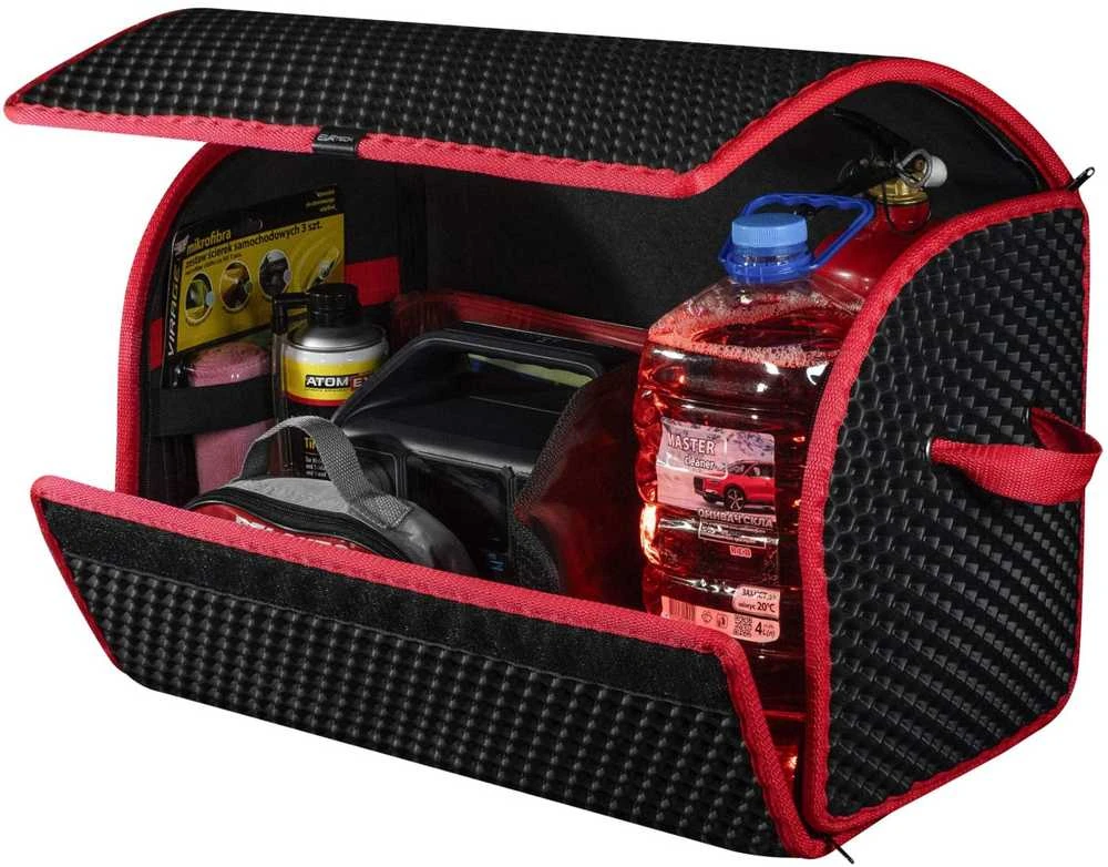 Bagažinės daiktadėžė EVAtech PRO M 32x50x30 cm - juoda / raudoni kraštai
