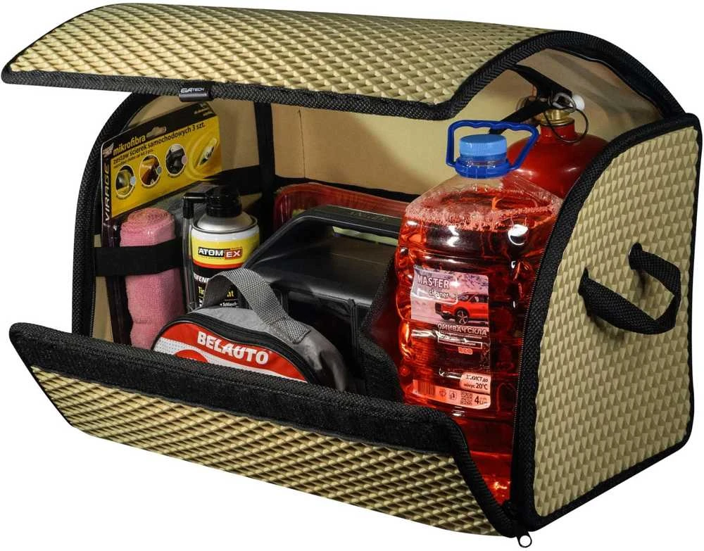 Bagažinės daiktadėžė EVAtech PRO M 32x50x30 cm - smėlio / juodi kraštai