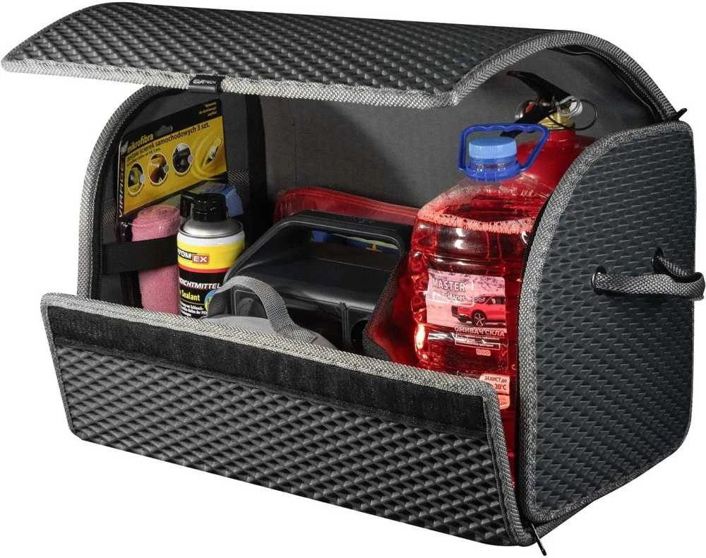 Bagažinės daiktadėžė EVAtech PRO M 32x50x30 cm - pilka / pilki kraštai