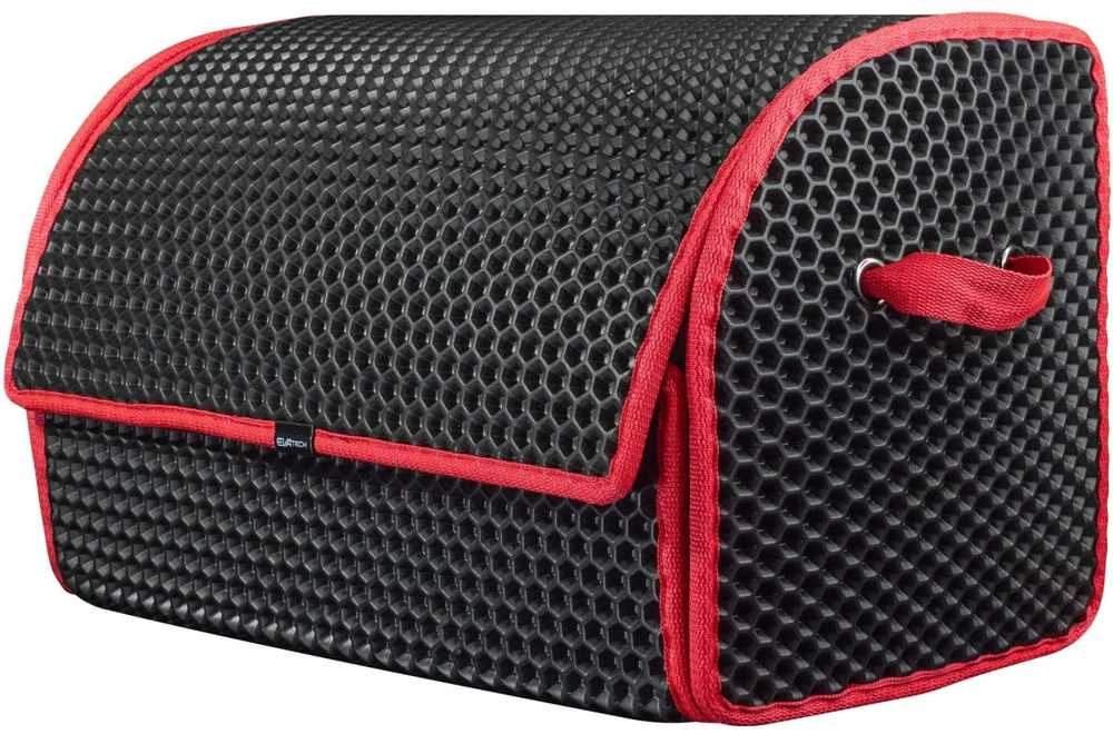 Bagažinės daiktadėžė EVAtech PRO M 32x50x30 cm - juoda / raudoni kraštai