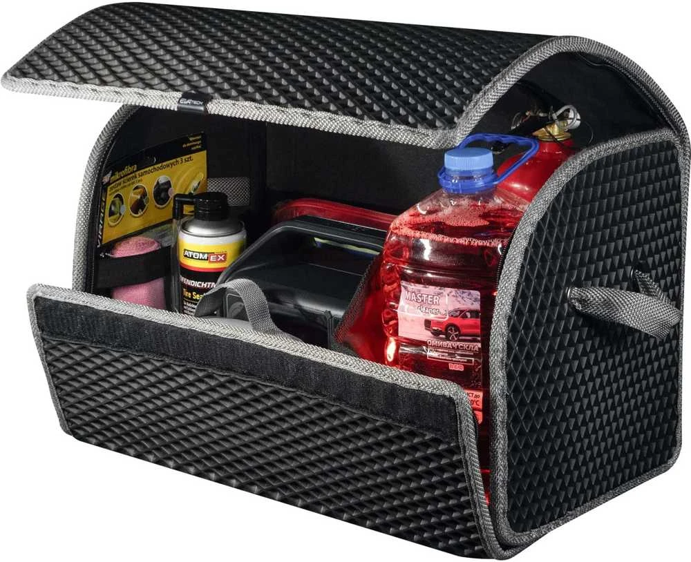 Bagažinės daiktadėžė EVAtech PRO M 32x50x30 cm - juoda / pilki kraštai