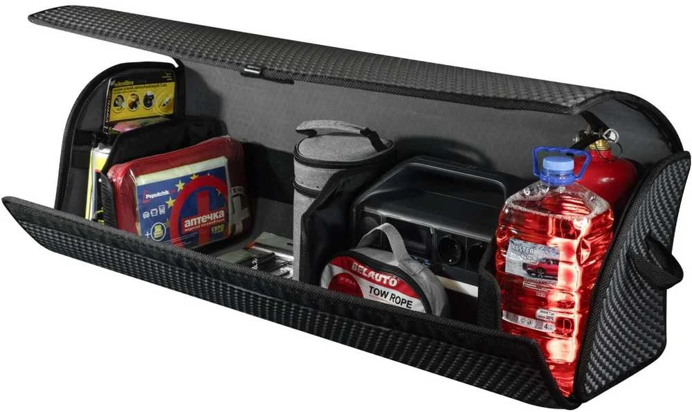 Bagažinės daiktadėžė EVAtech PRO XL 32x100x30 cm - pilka / juodi kraštai
