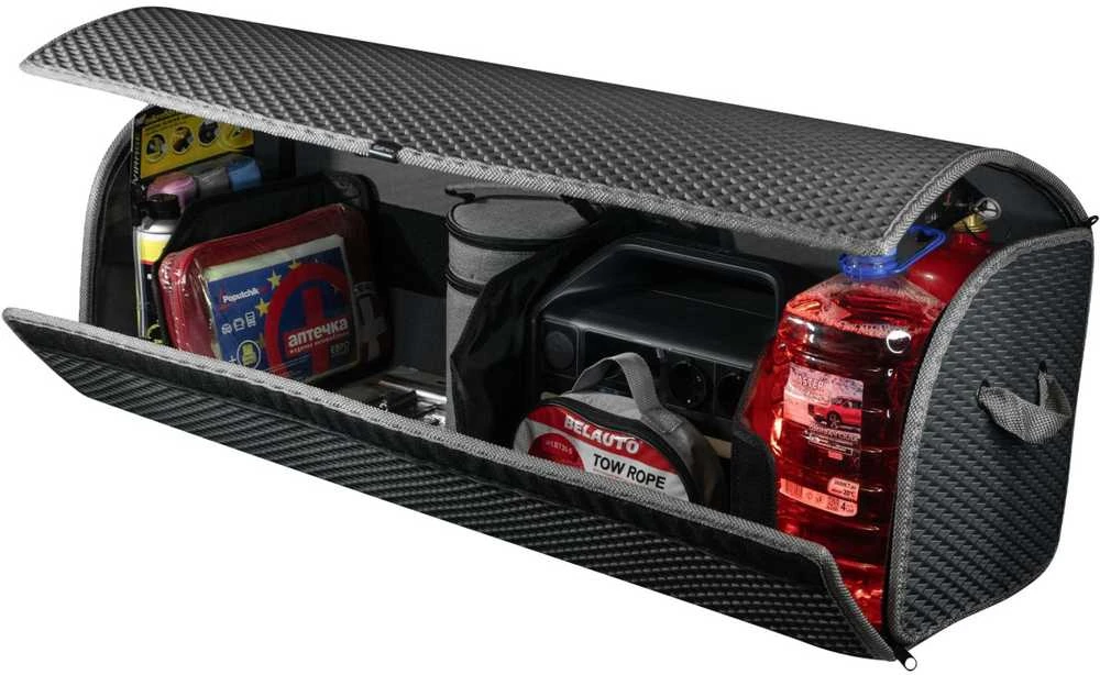 Bagažinės daiktadėžė EVAtech PRO XL 32x100x30 cm - pilka / pilki kraštai