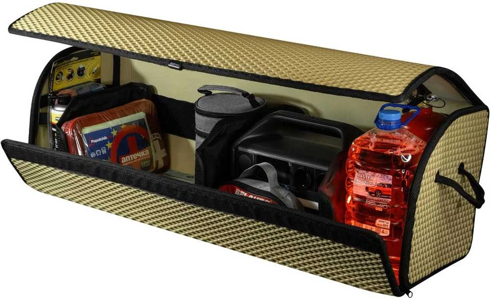 Bagažinės daiktadėžė EVAtech PRO XL 32x100x30 cm - smėlio / juodi kraštai