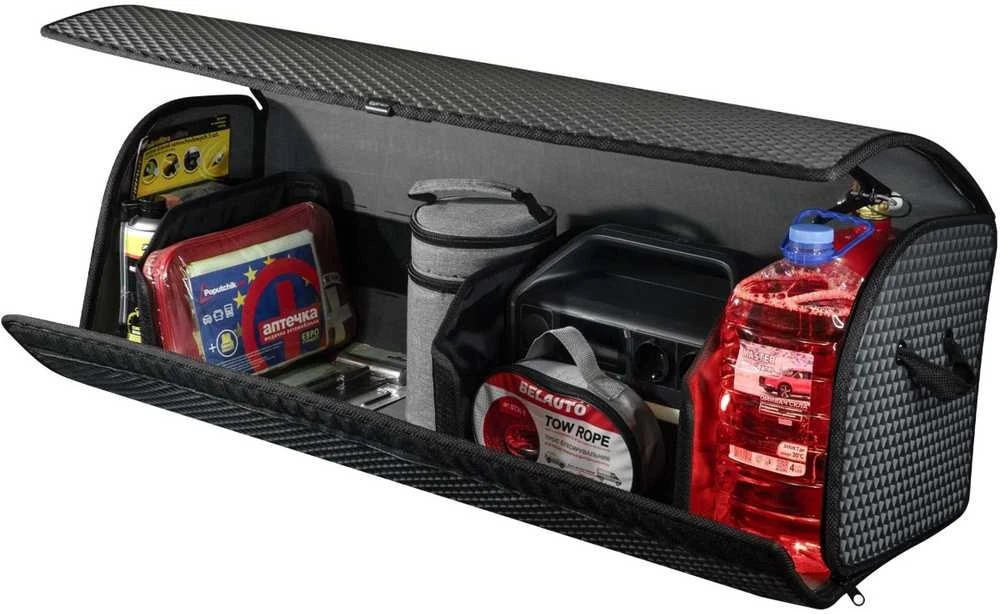 Bagažinės daiktadėžė EVAtech PRO XL 32x100x30 cm - pilka / juodi kraštai