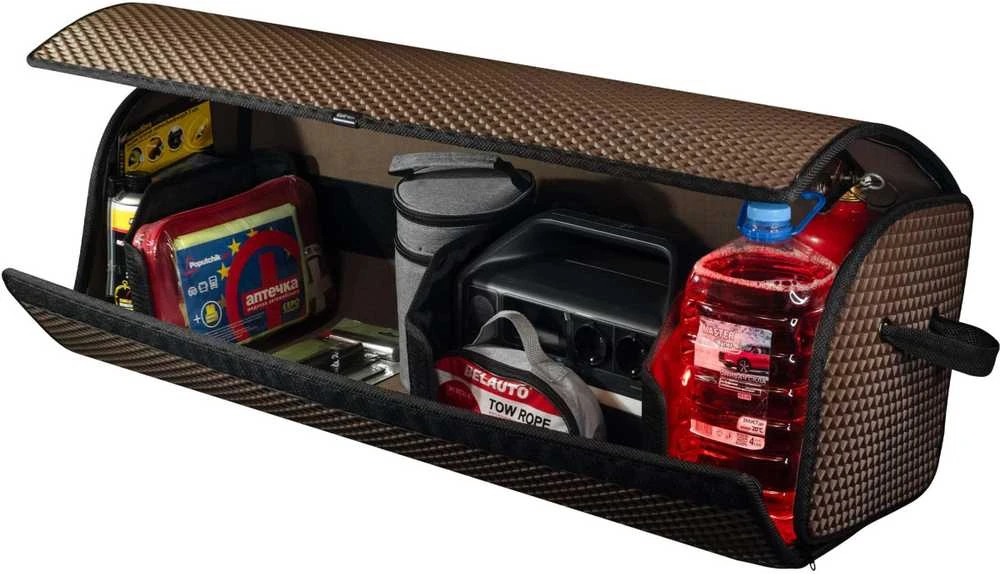 Bagažinės daiktadėžė EVAtech PRO XL 32x100x30 cm - ruda / juodi kraštai