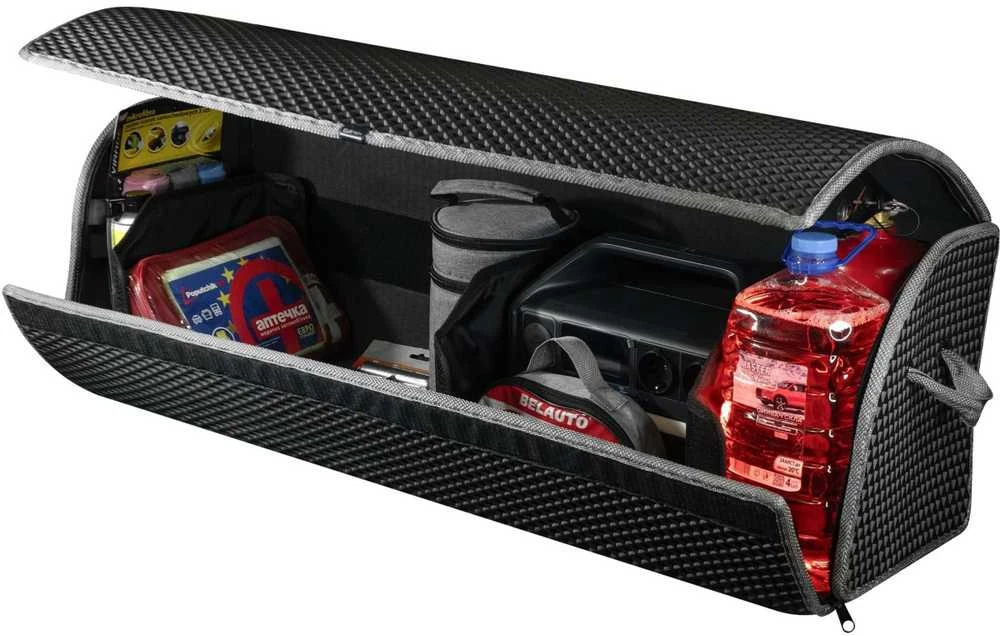 Bagažinės daiktadėžė EVAtech PRO XL 32x100x30 cm - juoda / pilki kraštai