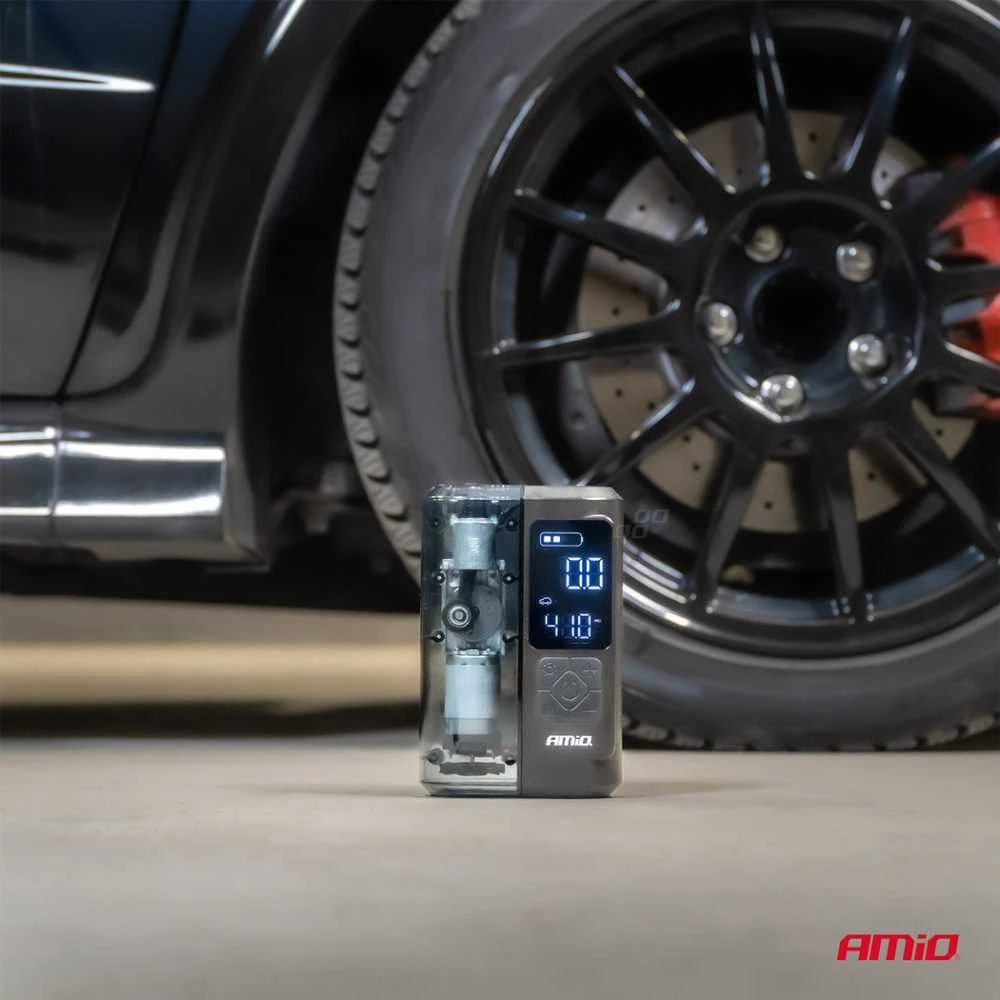 Belaidis automobilinis kompresorius 40 W su LED, powerbank ir USB-C, AMIO-04378