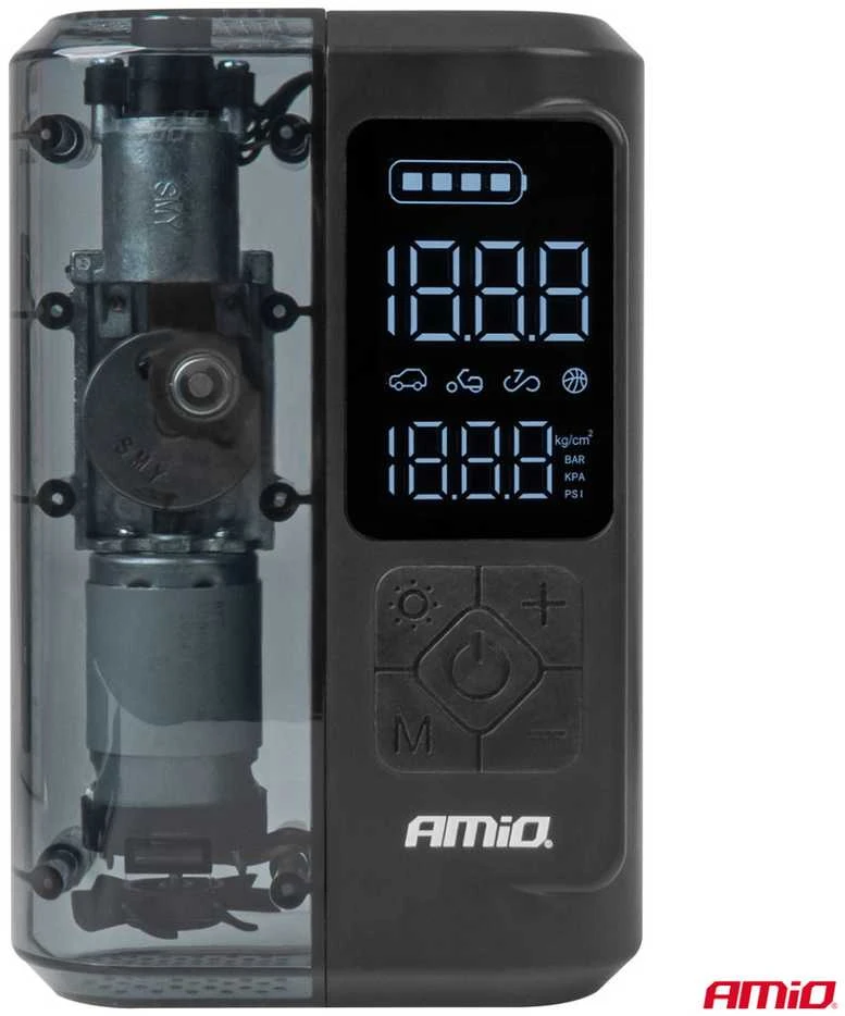 Belaidis automobilinis kompresorius 40 W su LED, powerbank ir USB-C, AMIO-04378