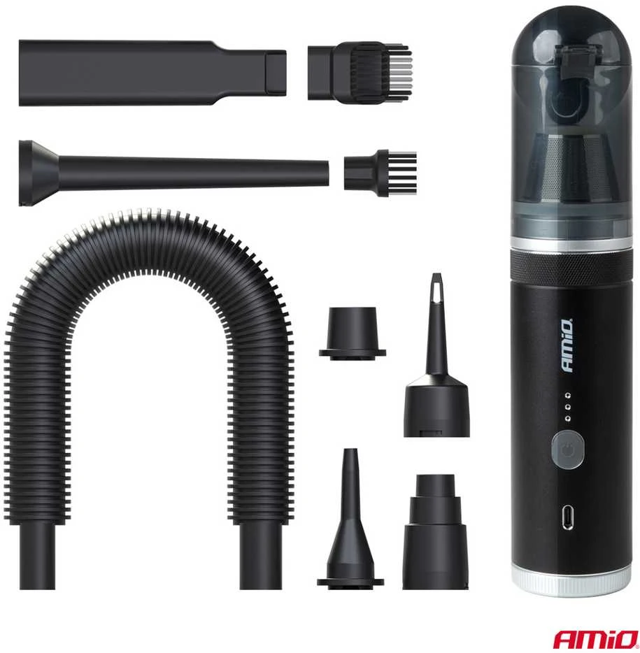 Dulkių siurblys Belaidis automobilinis siurblys su pompos funkcija 100W 20 kPa USB-C AMIO-04785