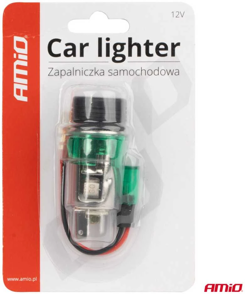 Cigarečių degiklio lizdas su žaliu LED apšvietimu 12V CLI-03, AMIO-01260