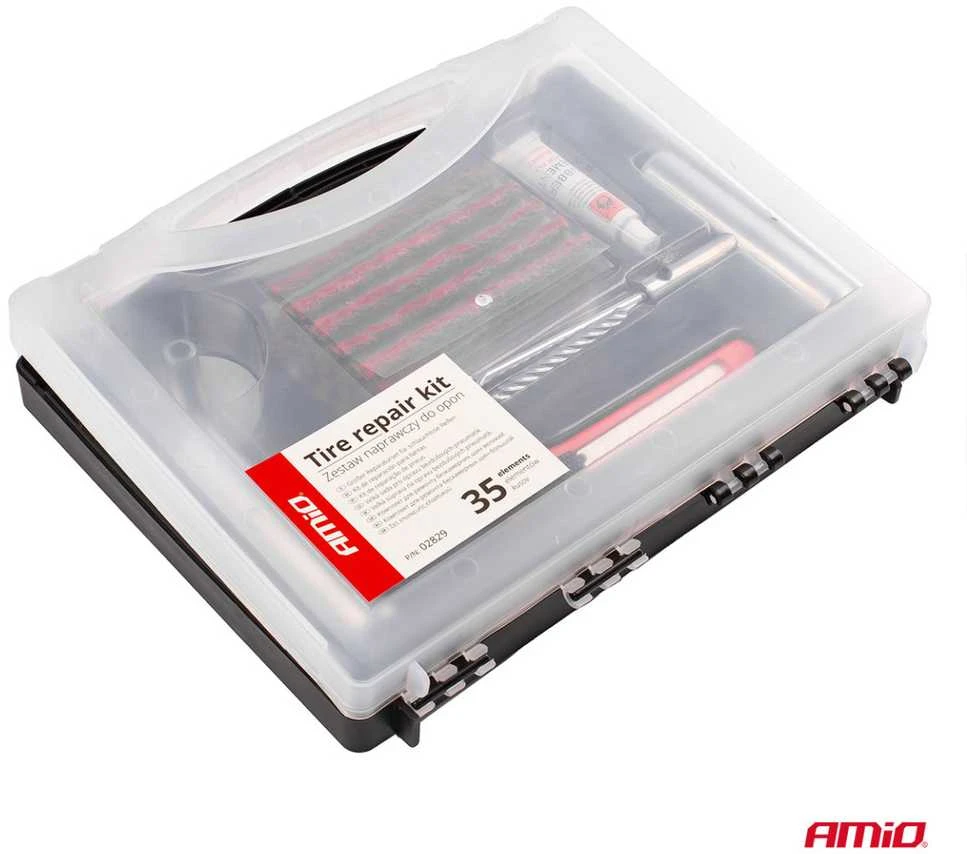 Didelis be kameros padangų taisymo rinkinys 36 vnt. AMIO-02829
