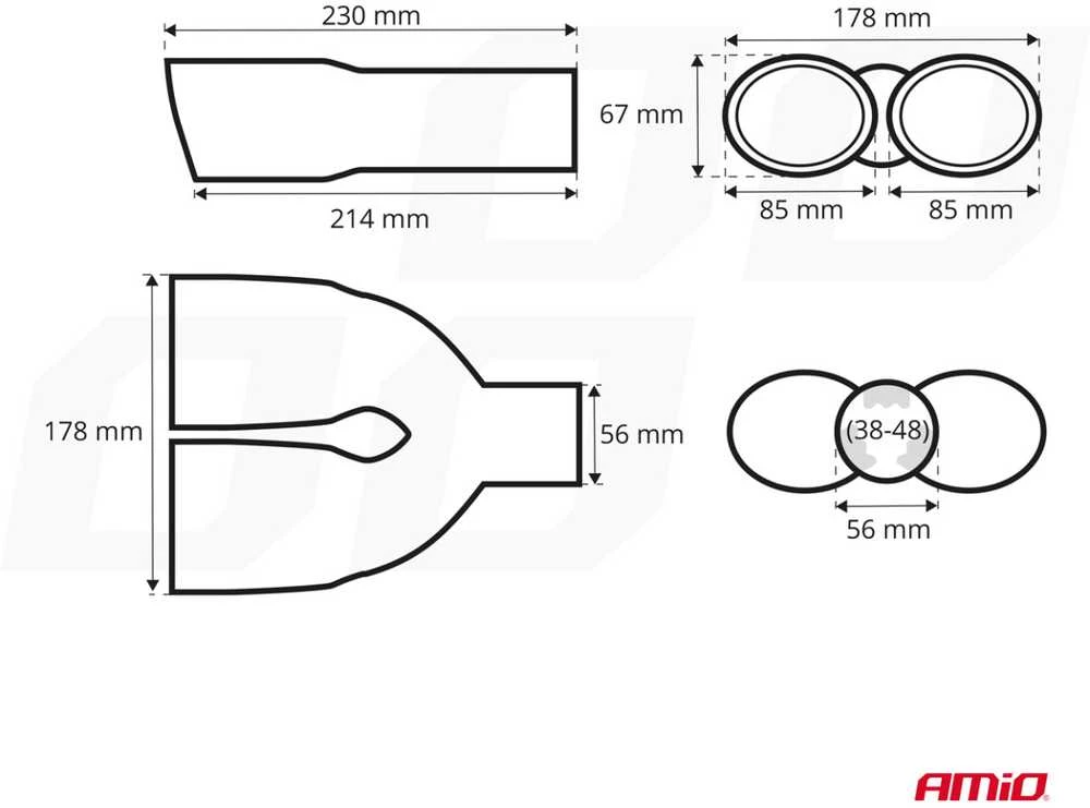 Duslintuvo antgalis 38-48 mm, nerūdijančio plieno, chromuotas, AMIO-01310