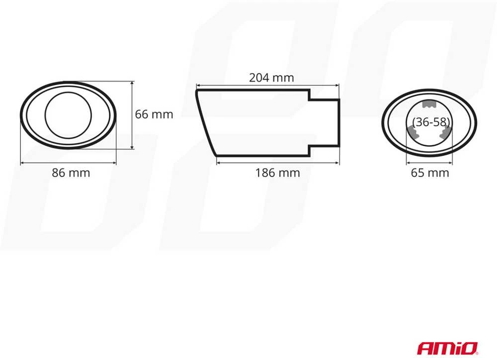 Duslintuvo antgalis 40–58 mm, nerūdijančio plieno, chromuotas, AMIO-02352