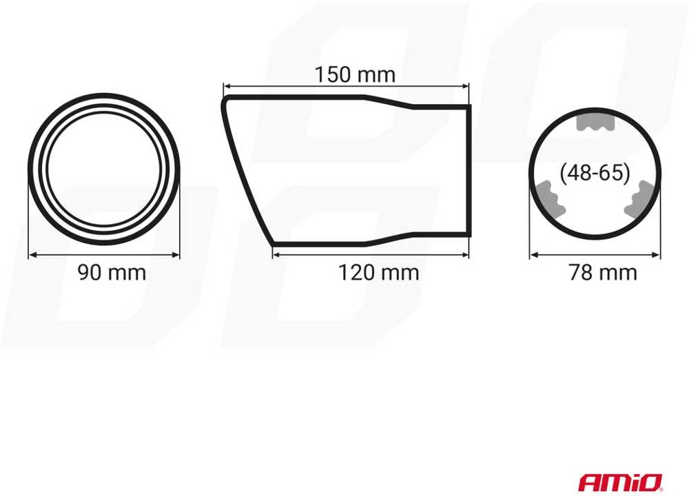Duslintuvo antgalis 48-65 mm, nerūdijančio plieno, deginto metalo efekto, AMIO-02198