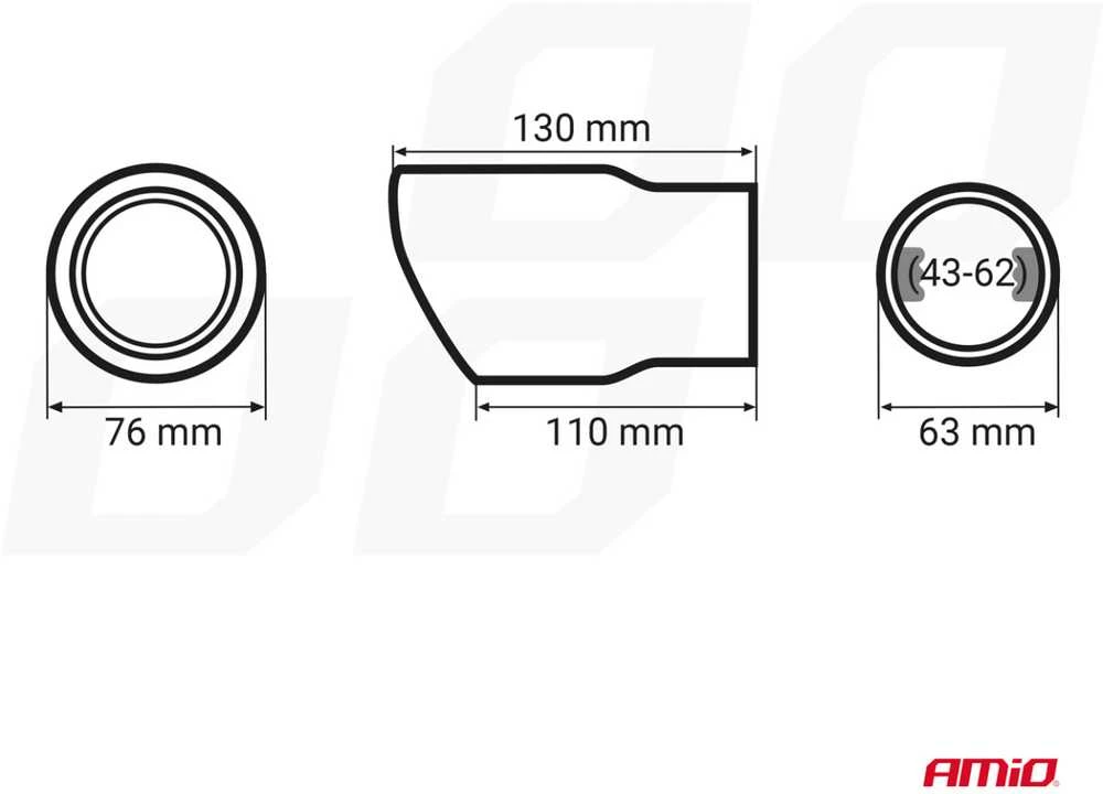 Duslintuvo antgalis 43-62 mm, nerūdijančio plieno, žalias, AMiO-04071