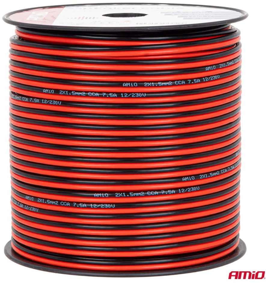 Dvejų gyslų CCA kabelis, 2x1.5mm² 100m 7.5A AMIO-04459