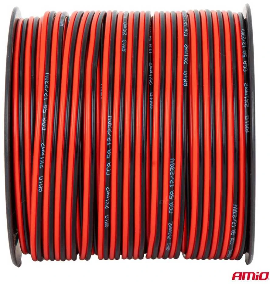 Dvejų gyslų CCA kabelis, 2x1mm² 100m 5A AMIO-04458