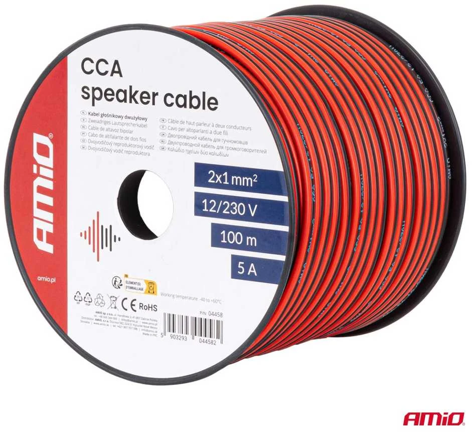 Dvejų gyslų CCA kabelis, 2x1mm² 100m 5A AMIO-04458