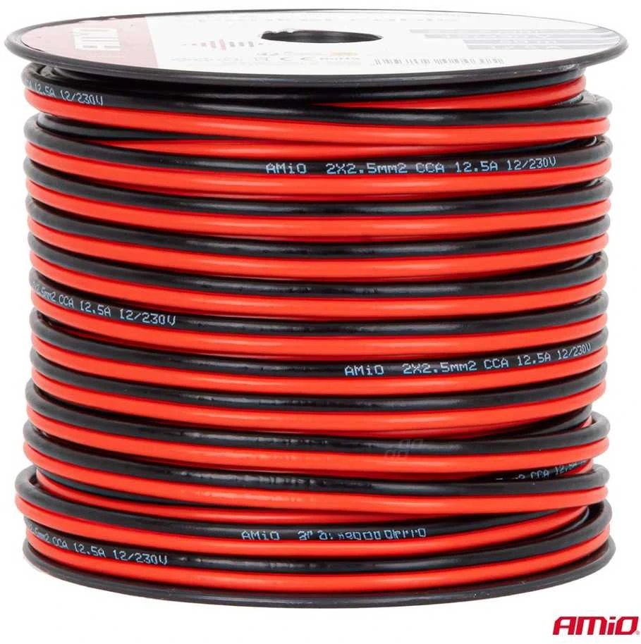 Dvejų gyslų CCA kabelis, 2x2.5mm² 50m 12.5A AMIO-04460