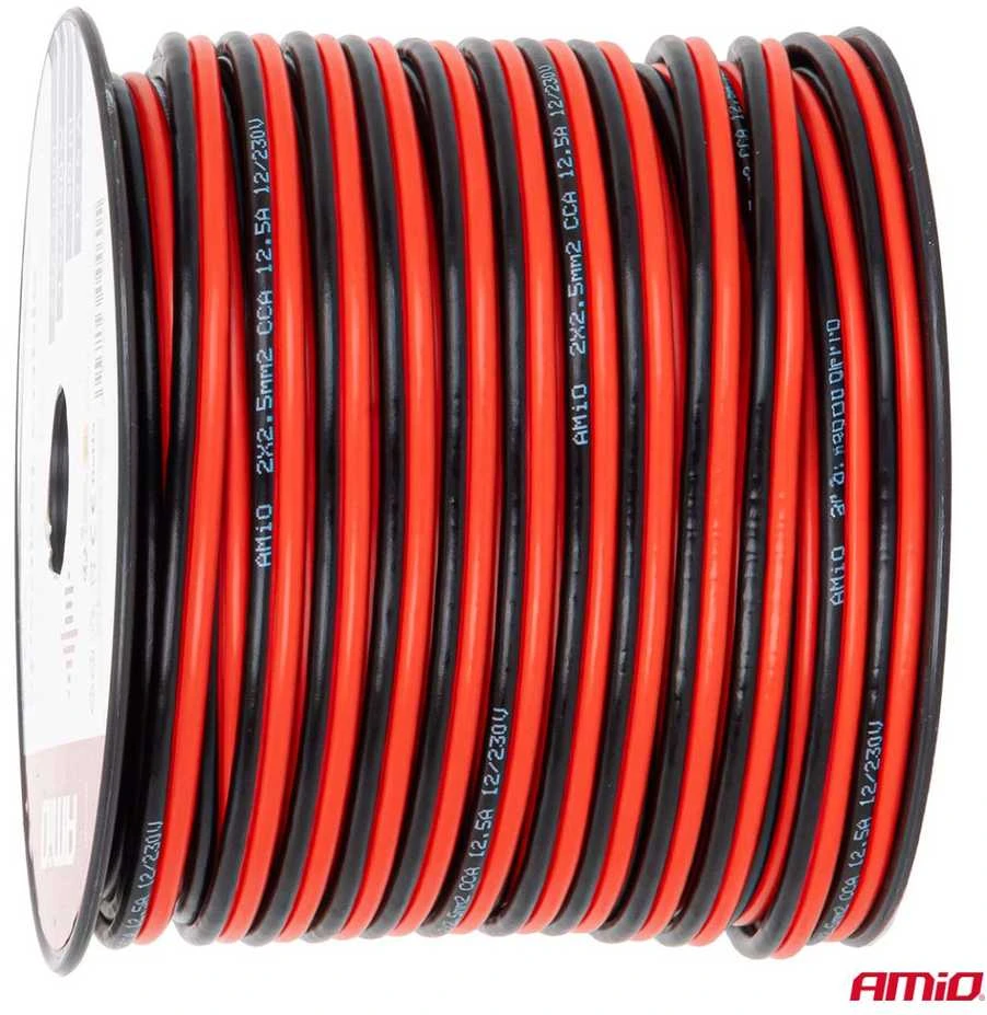 Dvejų gyslų CCA kabelis, 2x2.5mm² 50m 12.5A AMIO-04460