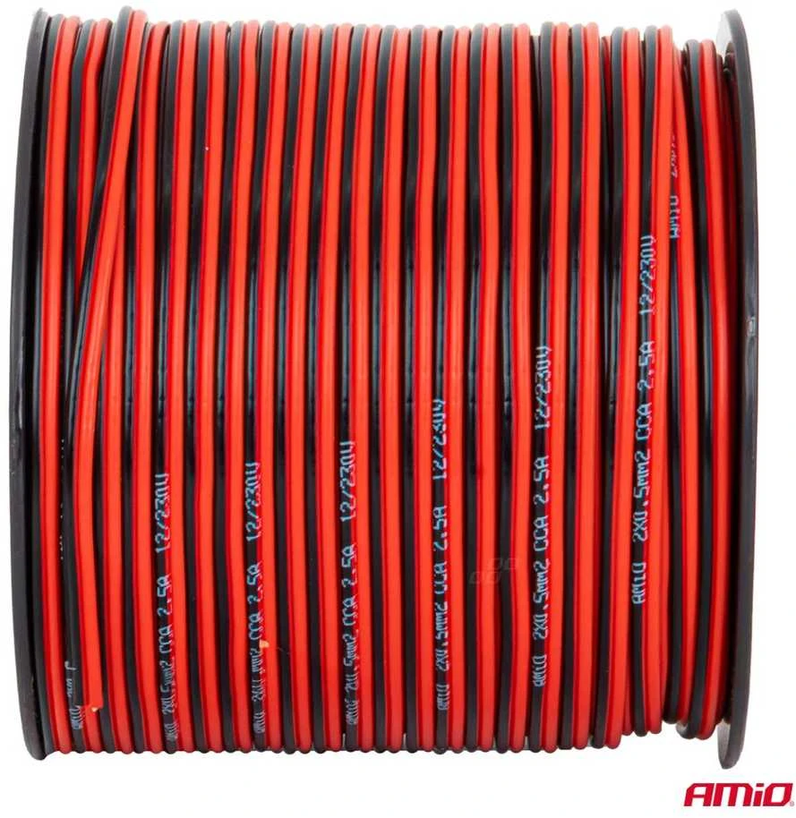 Dviejų laidininkų CCA garsiakalbių kabelis 2×0,5 mm², 100 m, 2,5 A AMIO-04456