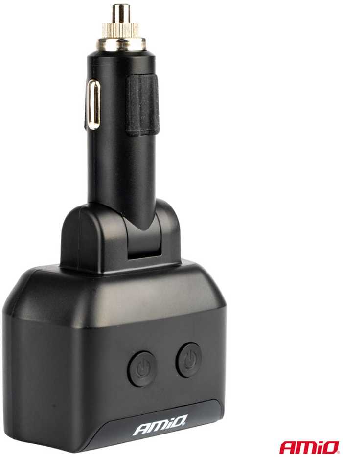 Dvigubas automobilio maitinimo lizdas 2x USB + 1x USB-C 12/24V, max 200W, AMIO-04173