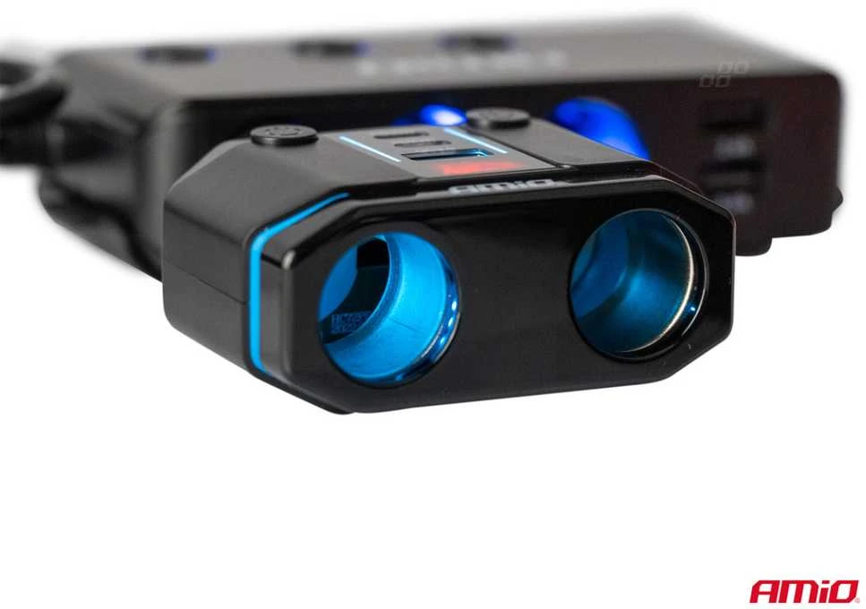 Dvigubas automobilio maitinimo lizdas PD30W PD20W QC3.0 12/24V, max 200W, AMIO-04174