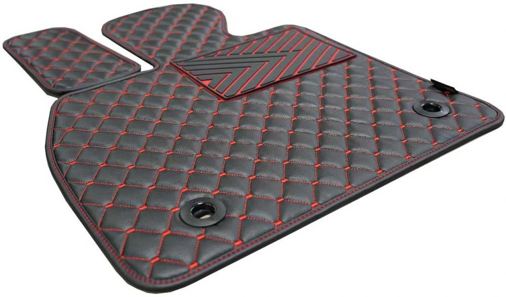 Eko odos kilimėliai QuiltyMats AUDI A4 2004-2008m. (B7 Coupe) (Juoda / raudonos siūlės)