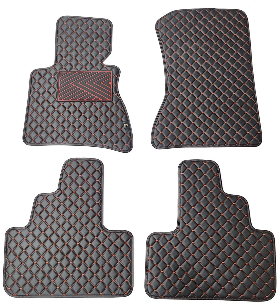 Eko odos kilimėliai QuiltyMats BMW X3 2003-2010m. (E83) (Juoda / raudonos siūlės)