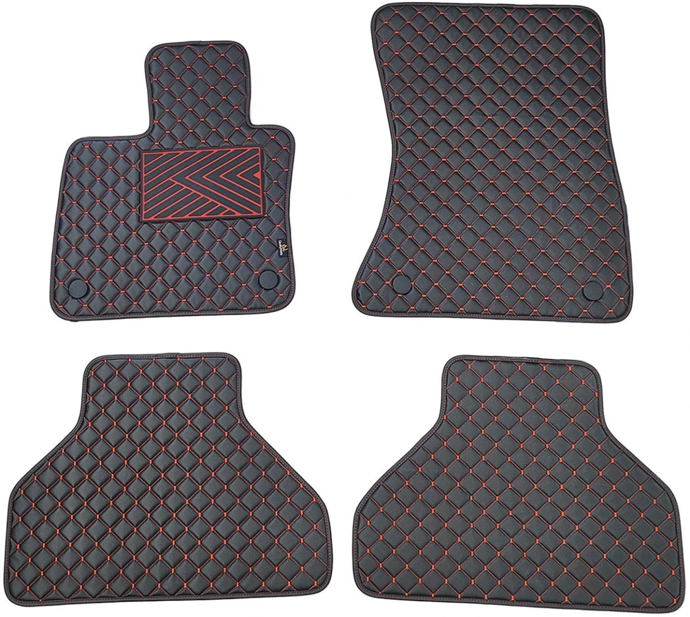 Eko odos kilimėliai QuiltyMats BMW X5 2007-2013m. (E70) (Juoda / raudonos siūlės)