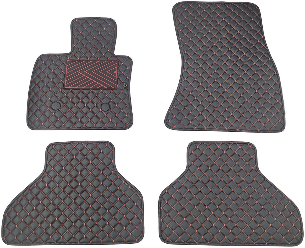 Eko odos kilimėliai QuiltyMats BMW X5 2013-2018m. (F15) (Juoda / raudonos siūlės)