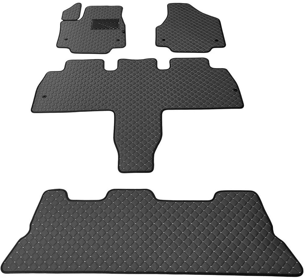 Eko odos kilimėliai QuiltyMats CHRYSLER PACIFICA nuo 2021m. (I, II ir III eilės, Hibridas) (Juoda / pilkos siūlės)