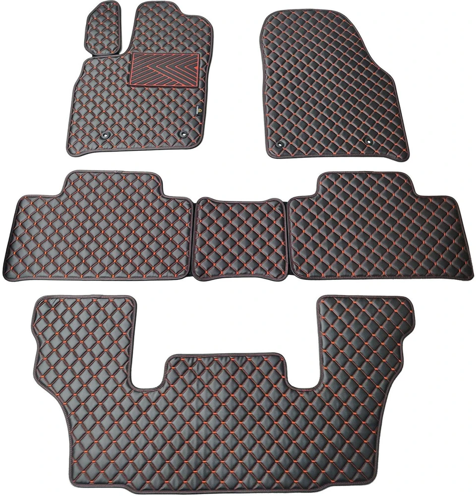 Eko odos kilimėliai QuiltyMats DODGE DURANGO nuo 2011m. (I, II ir III eilės 6v.) (Juoda / raudonos siūlės)
