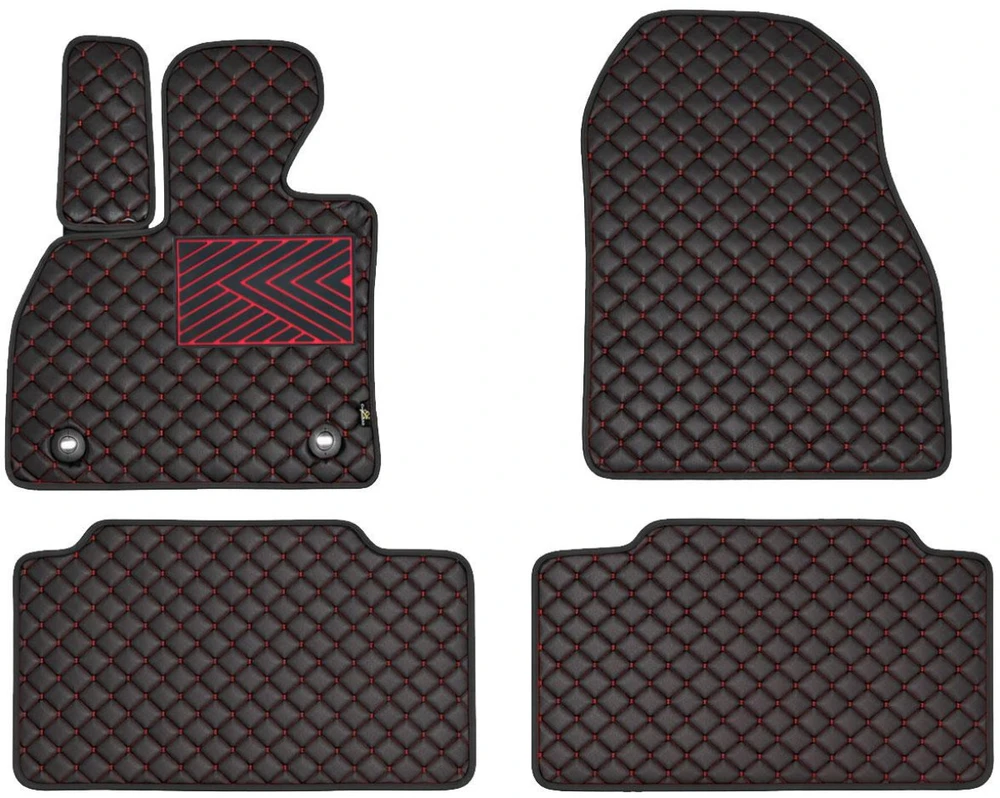 Eko odos kilimėliai QuiltyMats HYUNDAI i30 2007-2011m. (Juoda / raudonos siūlės)