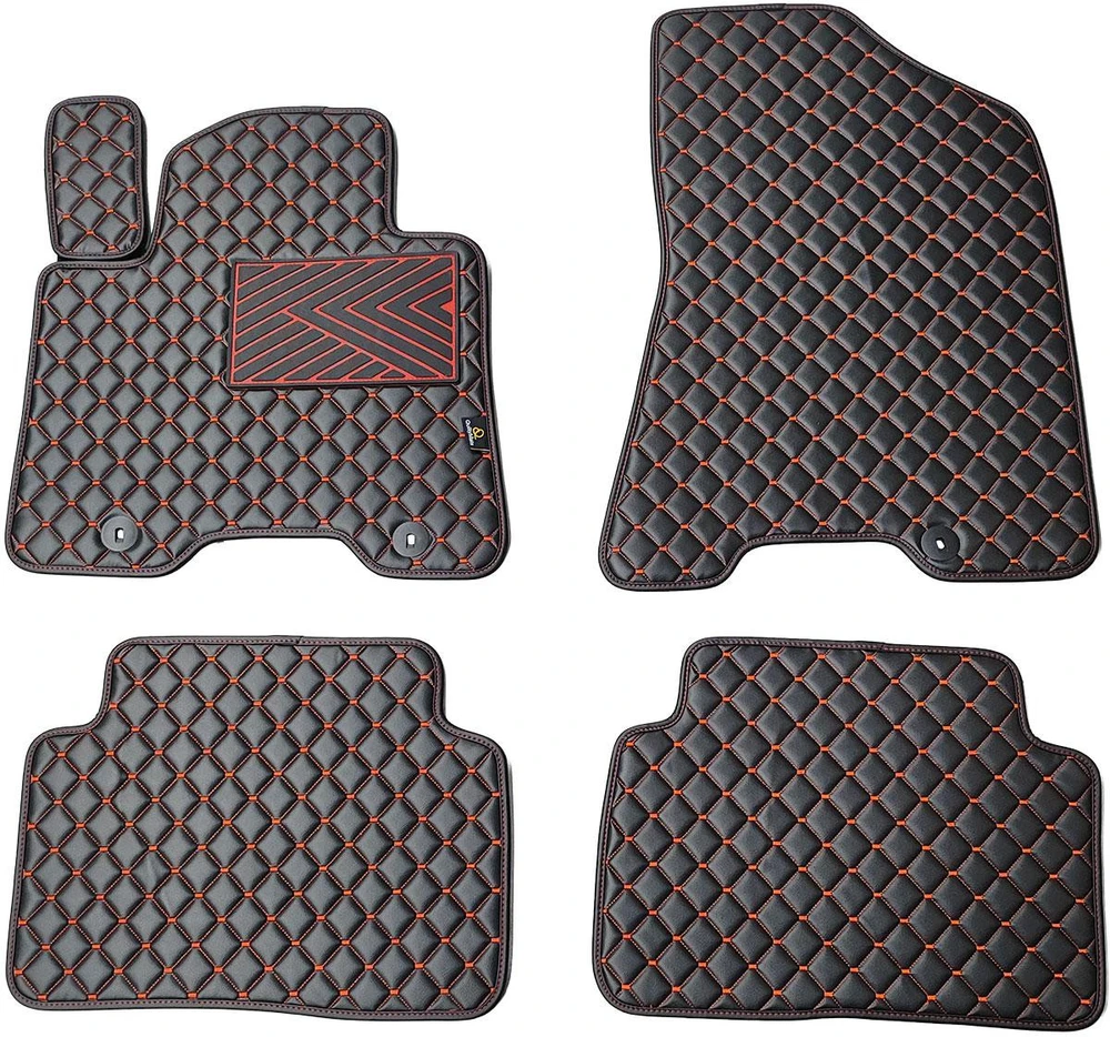 Eko odos kilimėliai QuiltyMats HYUNDAI TUCSON 2015-2021m. (3 karta TL) (Juoda / raudonos siūlės)
