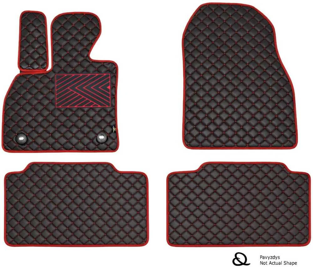 Eko odos kilimėliai QuiltyMats JAGUAR X-TYPE 2001-2009m. (Juoda / raudonos siūlės)