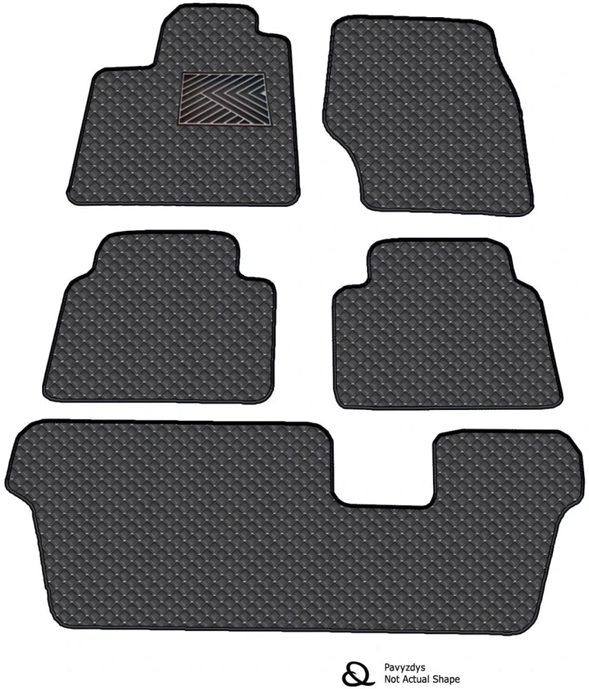 Eko odos kilimėliai QuiltyMats MITSUBISHI PAJERO 2006-2013m. (5 durų, 7v., I, II ir III eilės) (Juoda / pilkos siūlės)