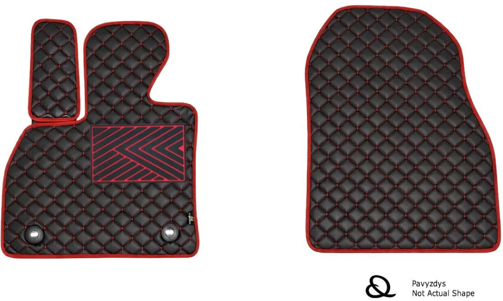Eko odos kilimėliai QuiltyMats OPEL COMBO 2012-2017m. (Juoda / raudonos siūlės)