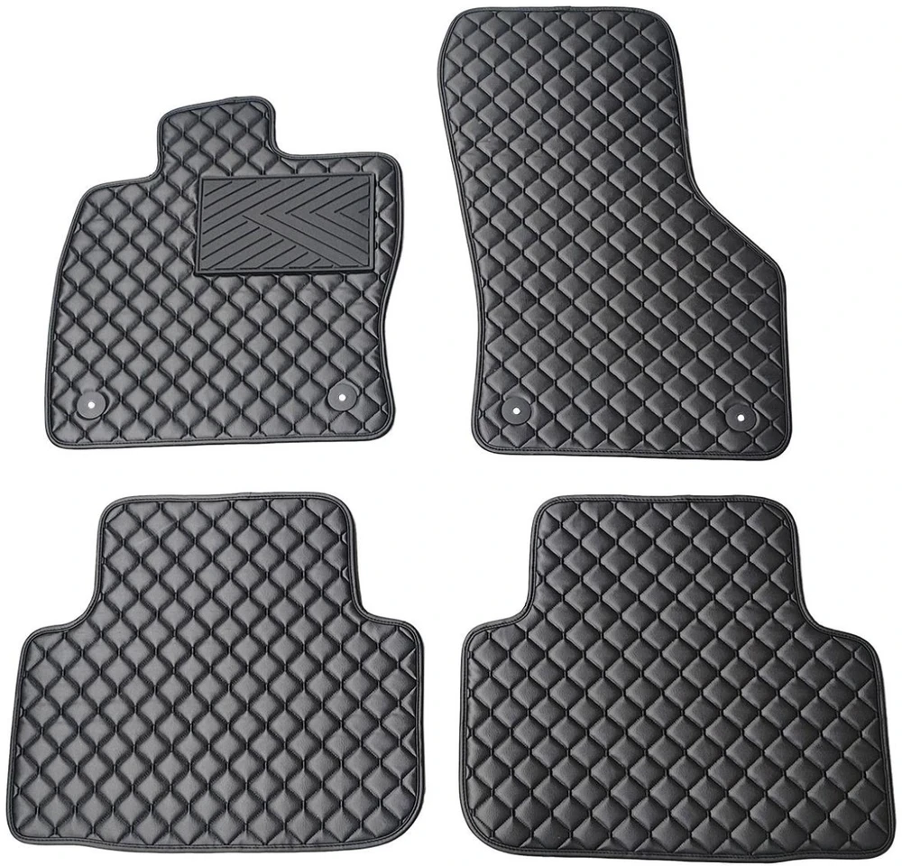 Eko odos kilimėliai QuiltyMats SKODA OCTAVIA nuo 2020m. (Juoda / juodos siūlės)